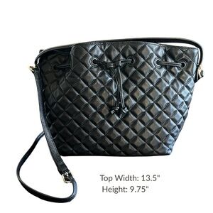 Talbots Black Leather Shoulder Bag with Gold-Tone Feet